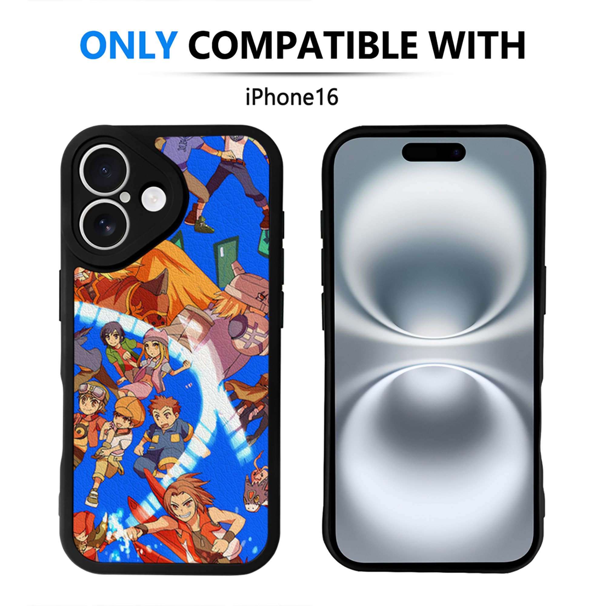（画像用） Digimon デジタルモンスター/デジモン 【iPhone 16シリーズ対応】シリコンスマホケース（レザー調） 材質：シリコン